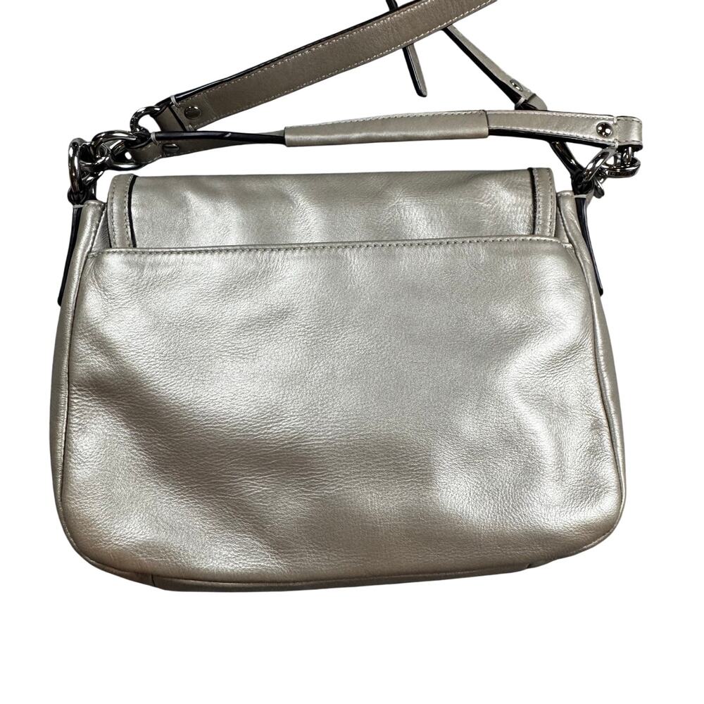 Coach Taylor Flap Leather Crossbody Bag Metallic Champagne - Picture 5 of 13